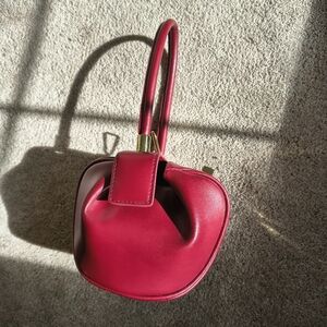 Genuine Leather Burgundy Dumpling Handbag Purse